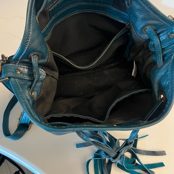 The Wanderers leather crossbody & coin purse Teal/Green - Picture 7 of 8